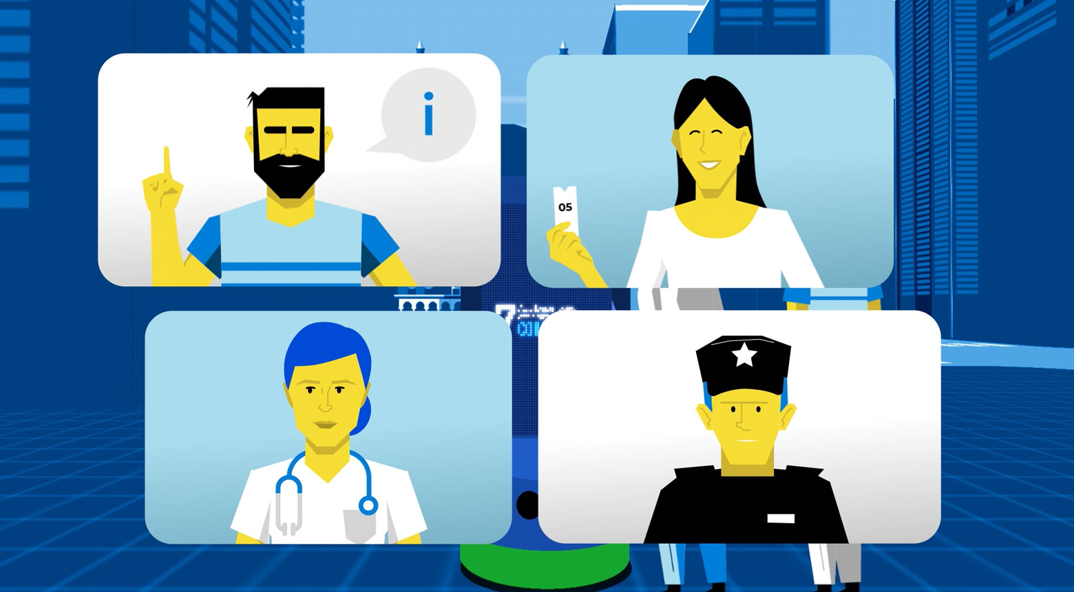 Personajes ciudadanos y servicios del asistente urbano
