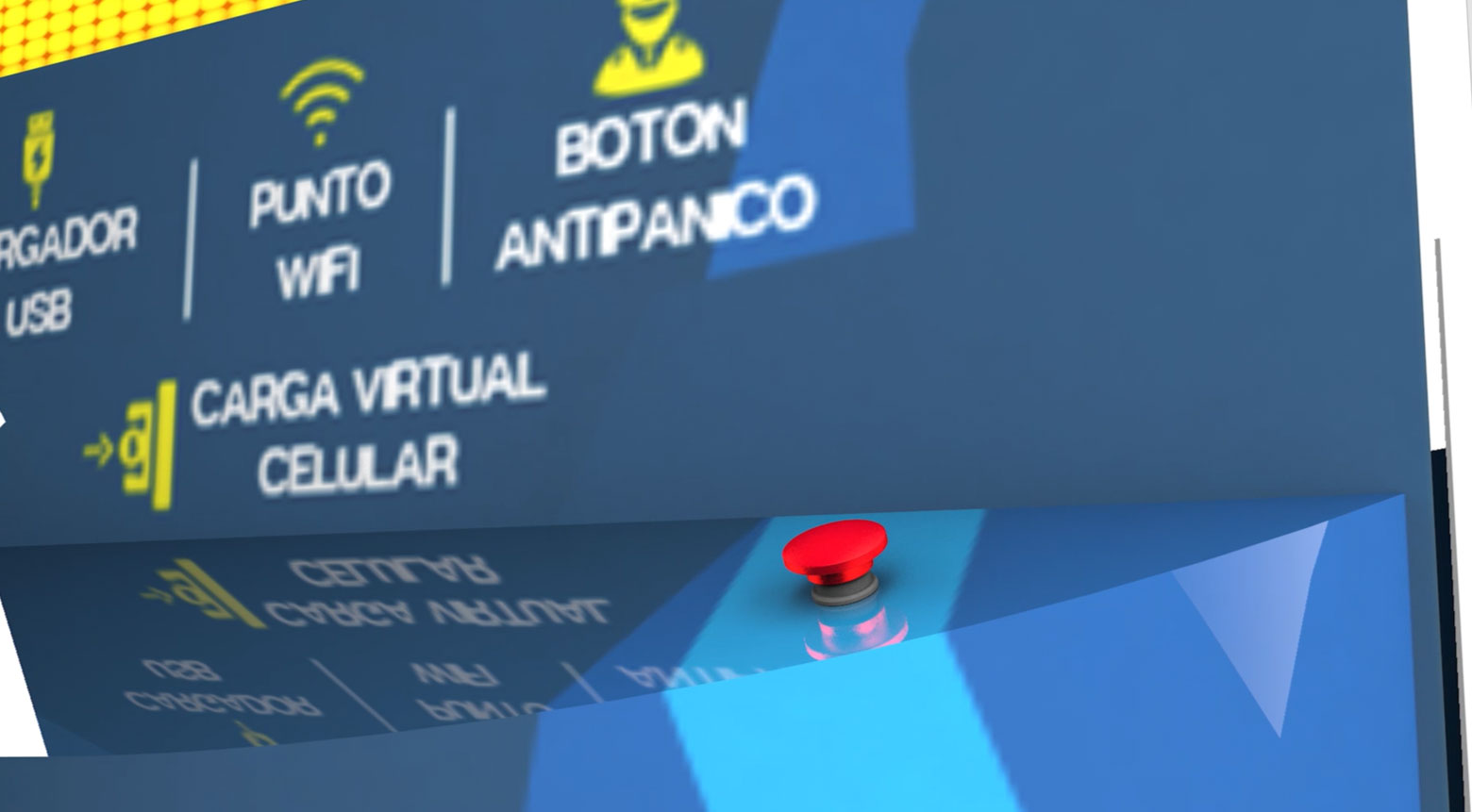 Detalle del botón antipánico y servicios del dispositivo